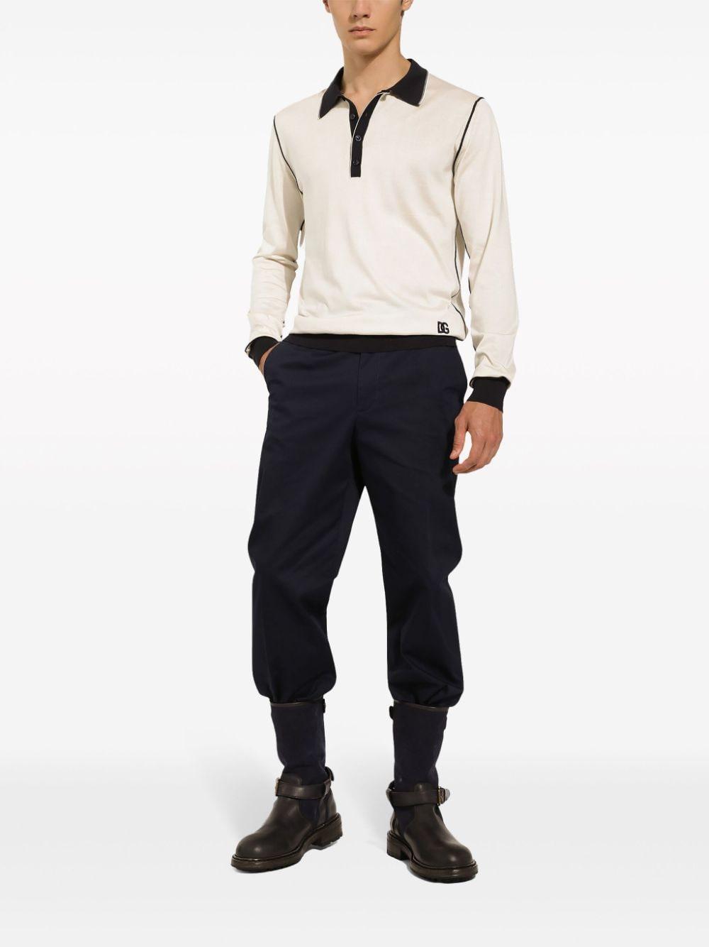 Logo-tag cotton-blend tapered trousers<BR/><BR/><BR/><BR/> GV5ZHT FUFIVB0665 DOLCE & GABBANA