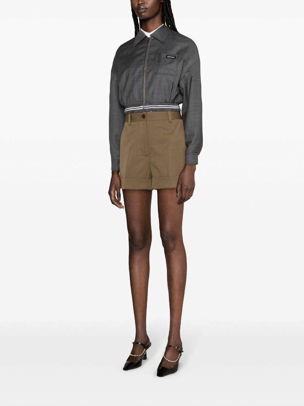 Logo-patch wide-leg tailored shorts<BR/><BR/><BR/> MP1737 108NF0594 MIU MIU
