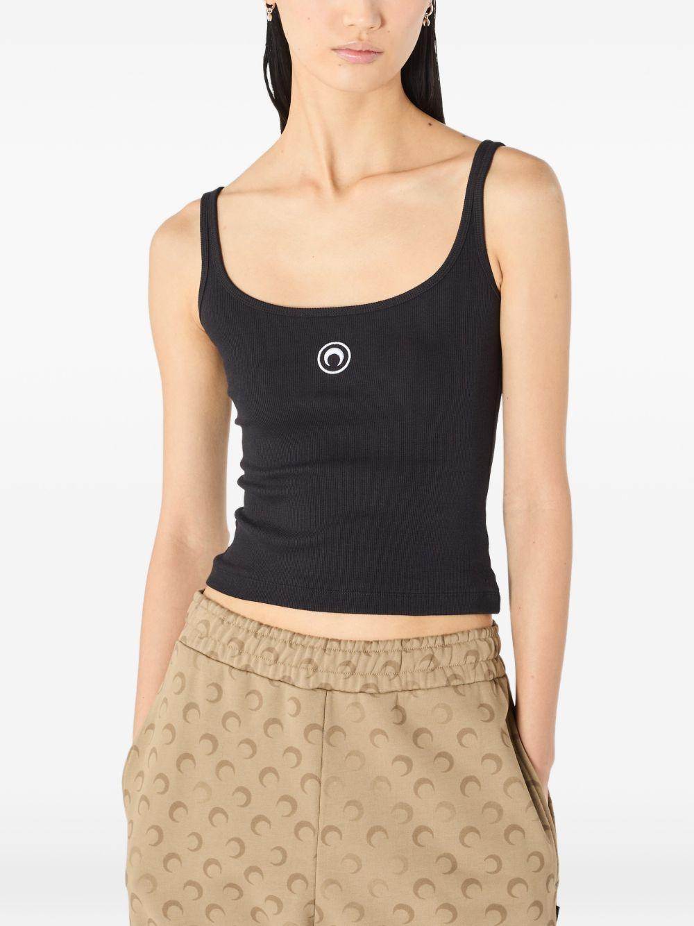 moon logo ribbed tank top WTO507A CJER0011BK99 MARINE SERRE
