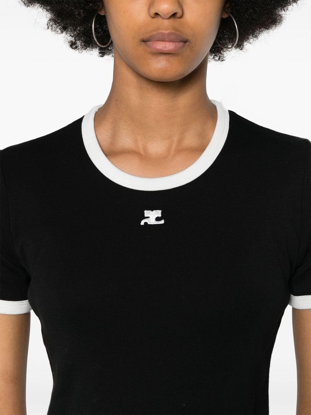 Logo-patch contrasting-trim T-shirt VESJTS017JS0070 9901 COURRÈGES