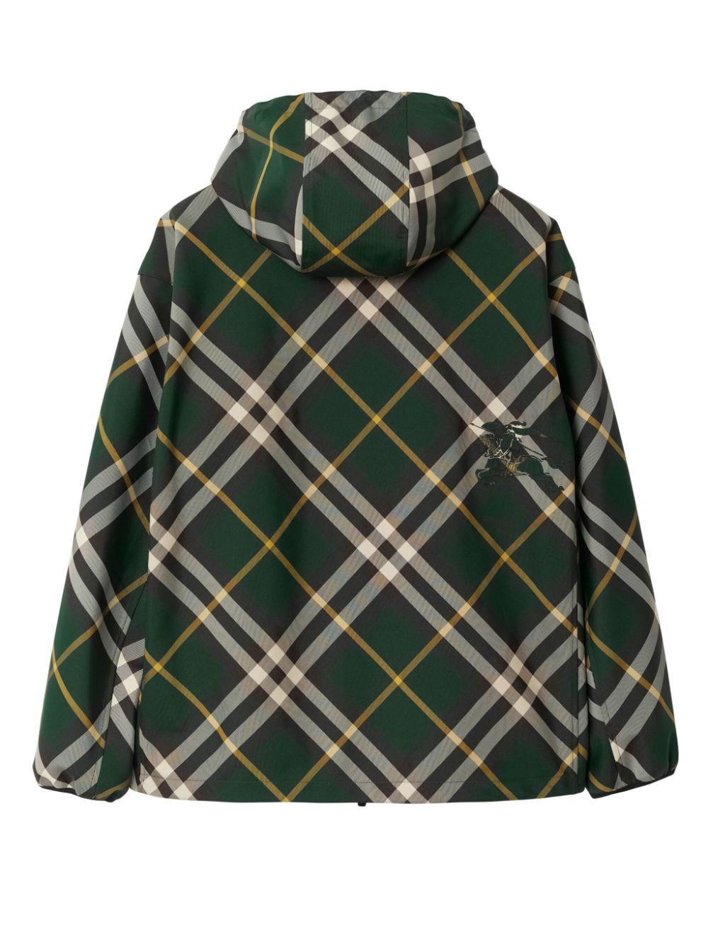 Check-pattern zipped hooded jacket<BR/><BR/><BR/> 8081895 B8660 BURBERRY