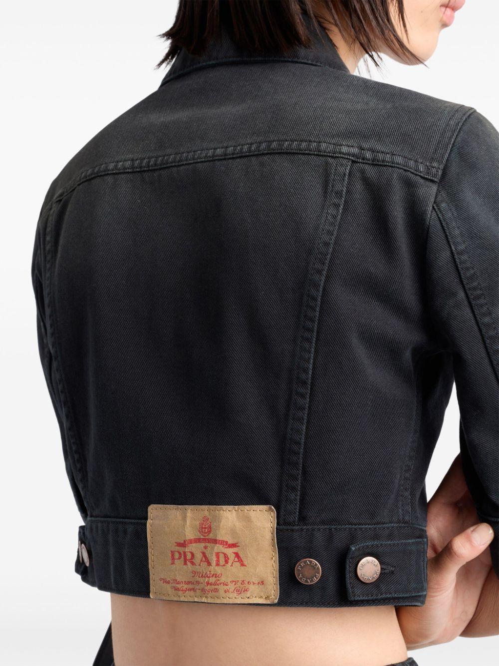 Washed denim cropped jacket GFB316 148JF0557 PRADA