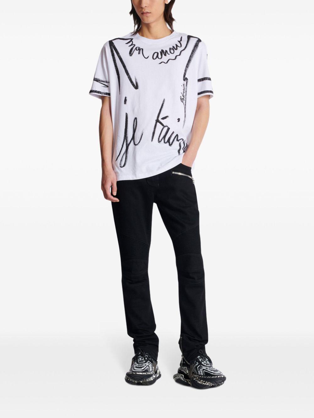 Slim-fit biker jeans<BR/><BR/><BR/> EH1MG115DF63 0PA BALMAIN
