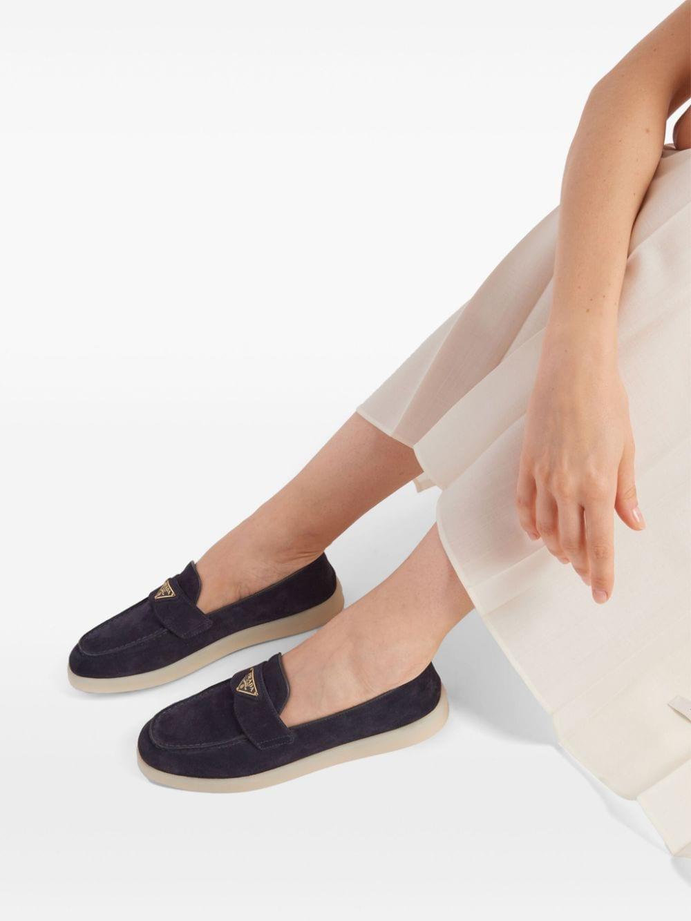 Enamel triangle-logo leather loafers<BR/><BR/><BR/> 1D222N 3LOLF0008 PRADA