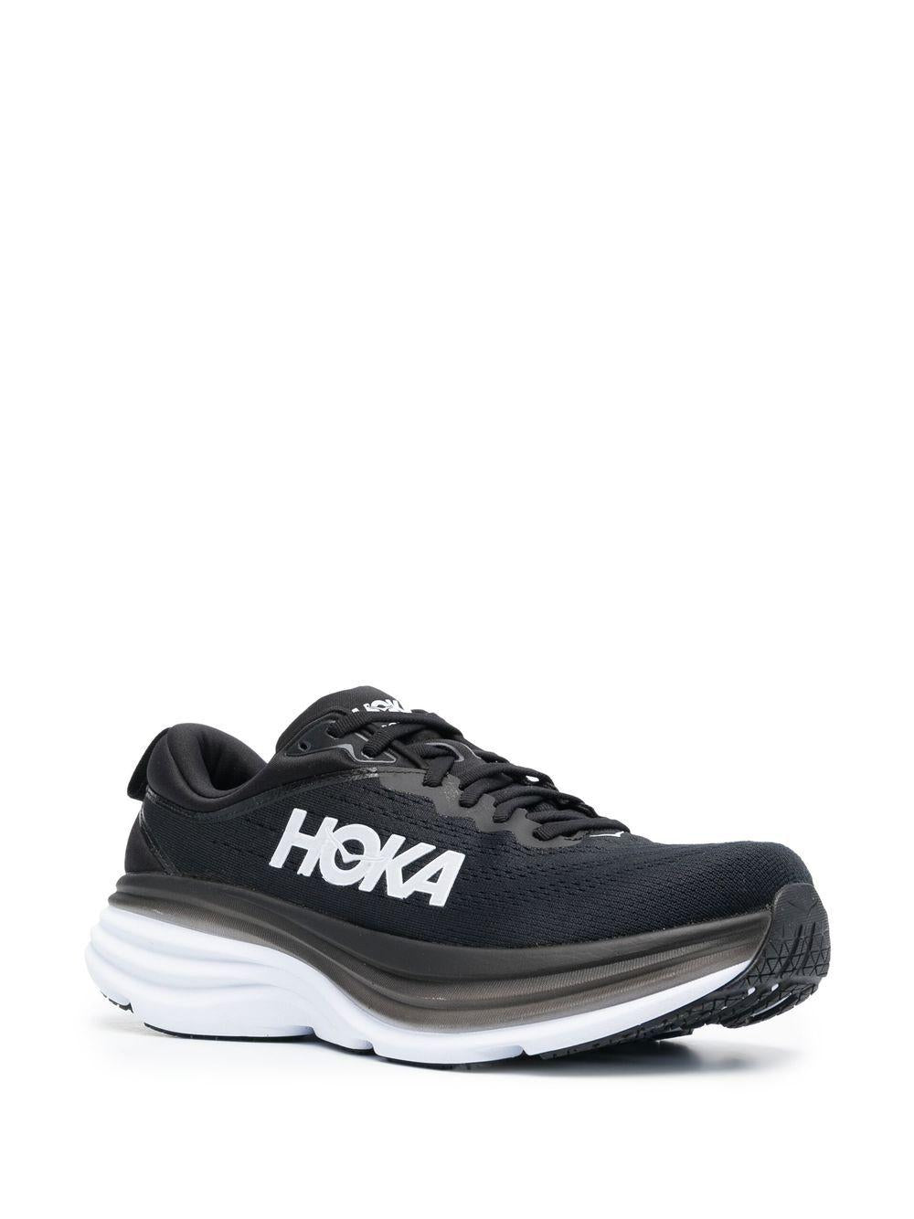 Bondi 8 logo-print lace-up sneakers<BR/><BR/><BR/> 1123202 M BONDI 8BWHT HOKA ONE ONE