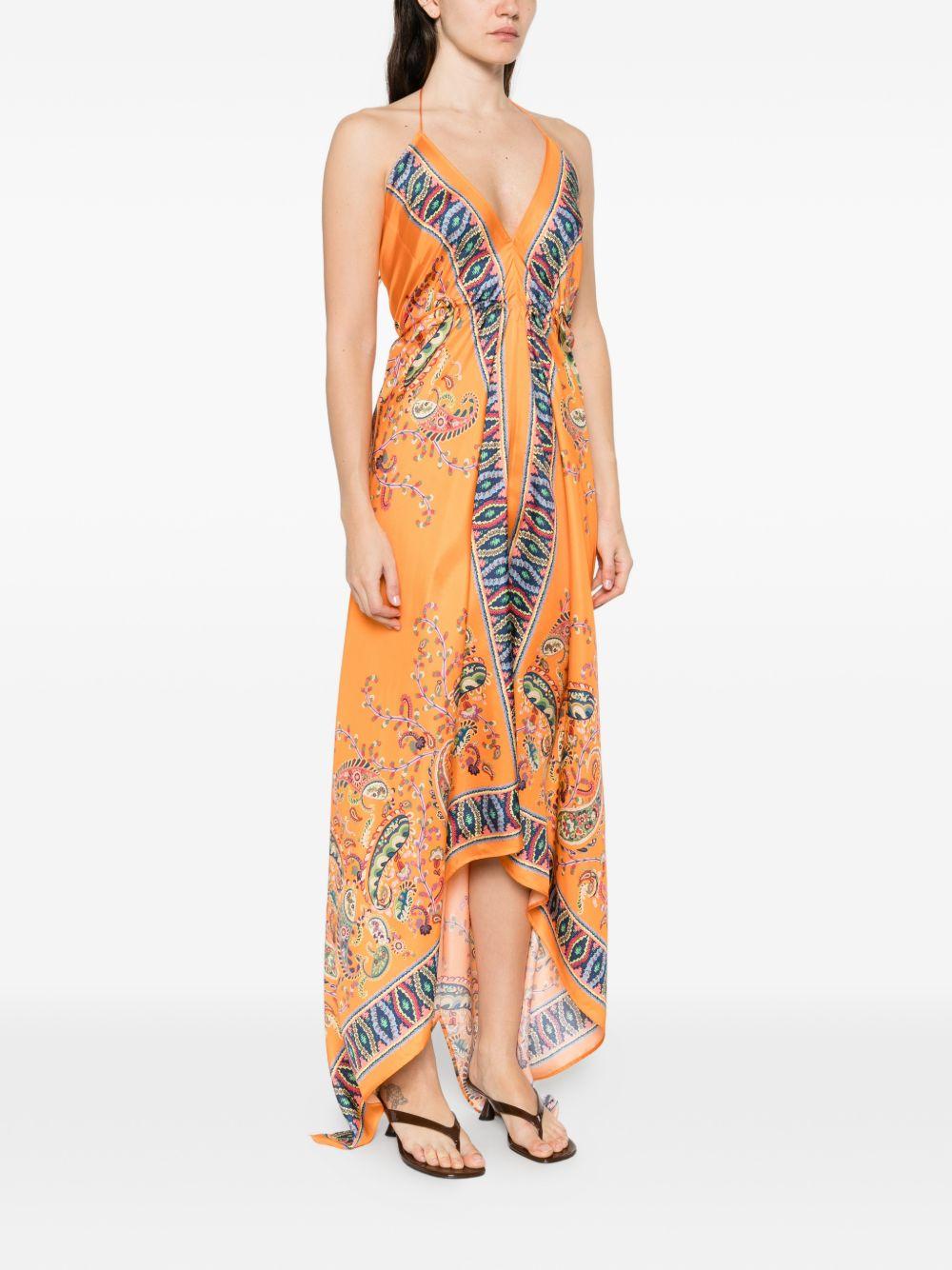 Long Silk Dress with All-Over Print and Back Bow WRPA0001 AKF13X0852 ETRO