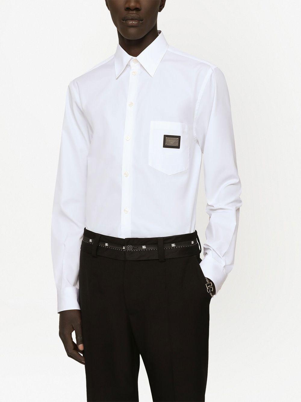 Martini-fit logo-tag cotton shirt<BR/><BR/><BR/> G5JG4T FU5U8W0800 DOLCE & GABBANA