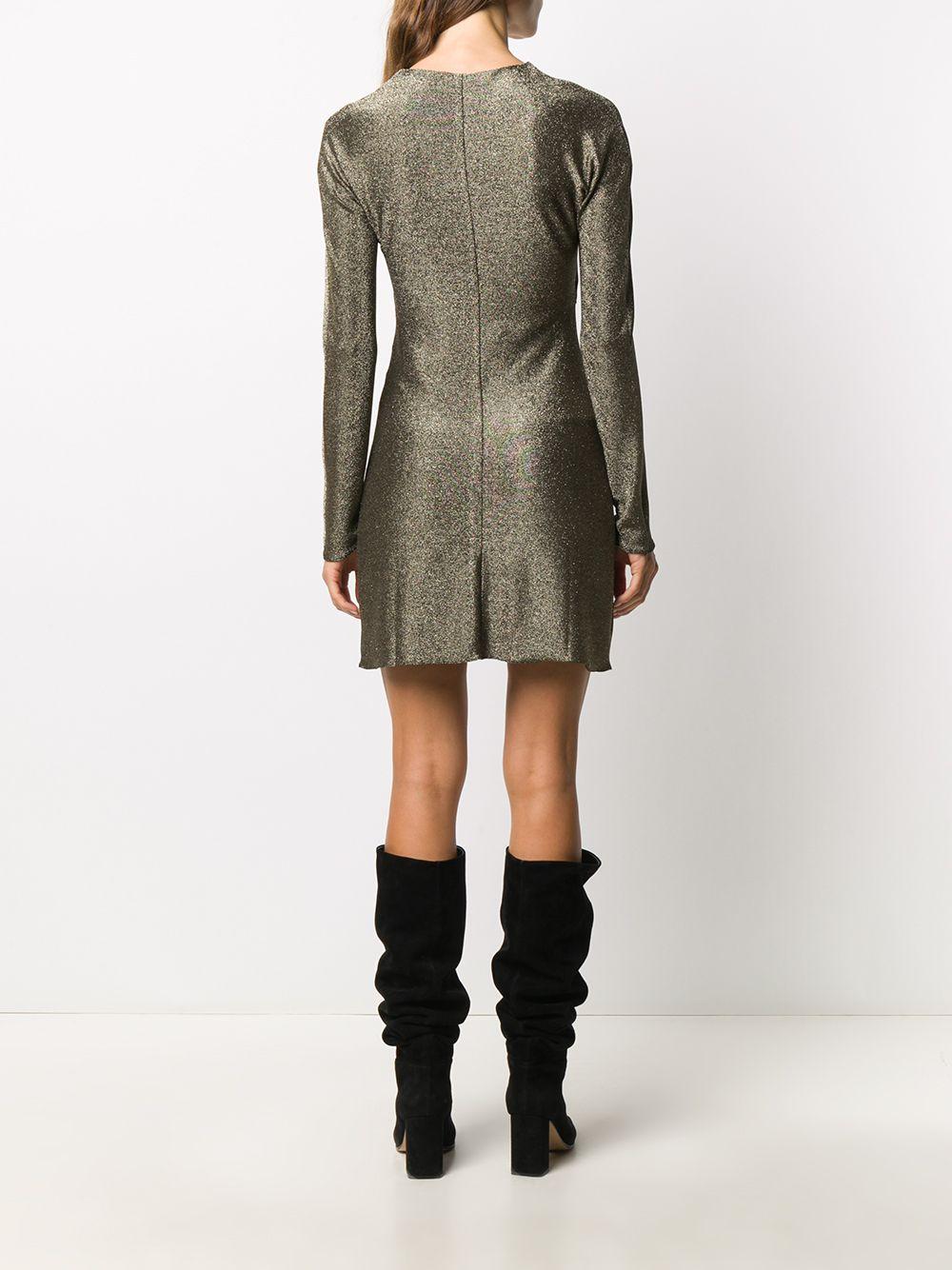 Gold-tone metallic plunging-neck dress 632415 YBYA21039 SAINT LAURENT