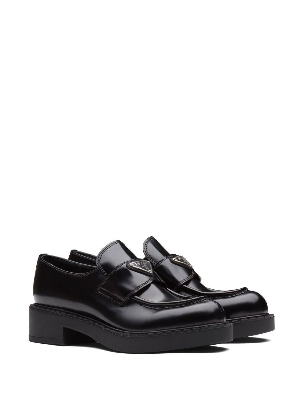 Black brushed leather loafers<BR/><BR/><BR/> 1D246M ULSF0002 PRADA