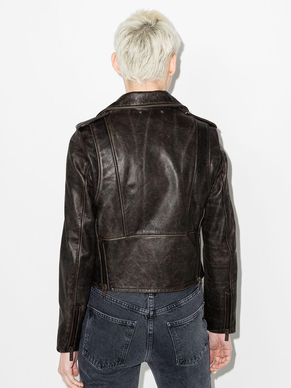 Distressed-effect leather biker jacket GWP00848 P00064790100 GOLDEN GOOSE
