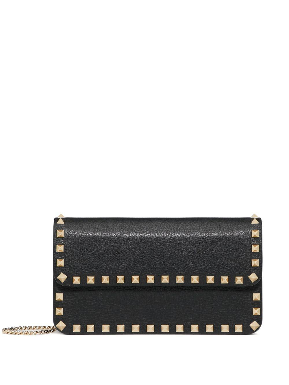 Rockstud leather clutch bag<BR/><BR/><BR/> 6W2P0S61VSH 0NO VALENTINO GARAVANI