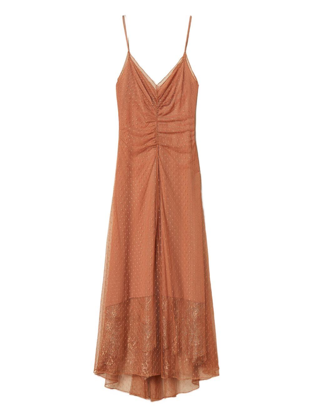 Long plumetis tulle dress with lace 261TP2360 S1528913168 TWINSET