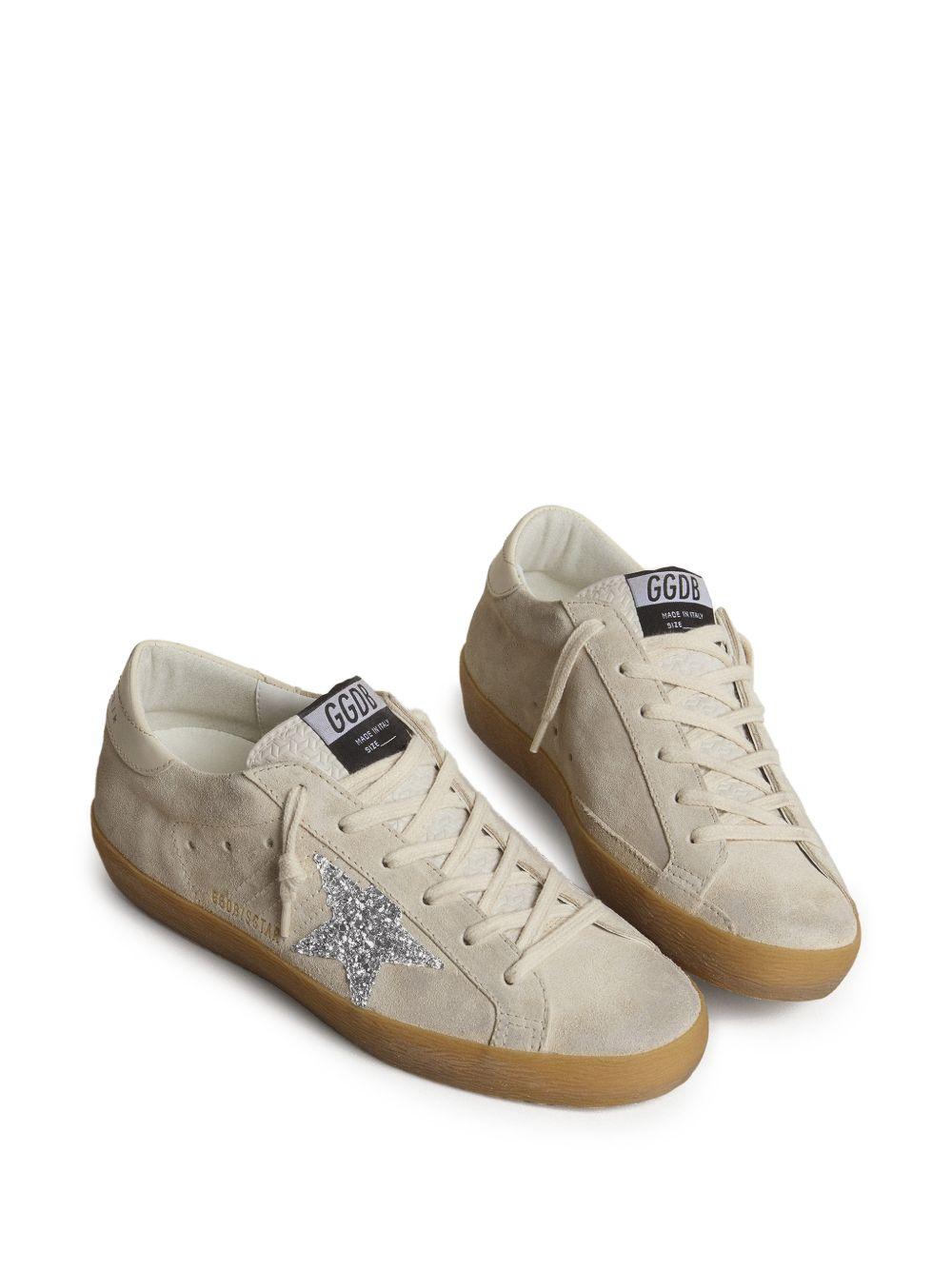 Super-Star in ice-gray suede with silver glitter star and leather heel tab GWF00101 F00720215751 GOLDEN GOOSE