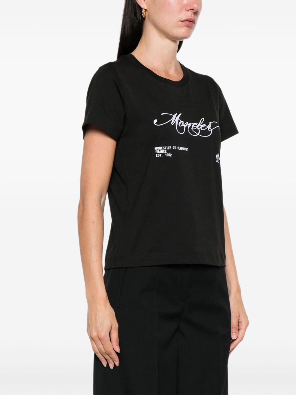 Cotton T-shirt with embroidered cursive logo K20938C00005 89AJS998 MONCLER
