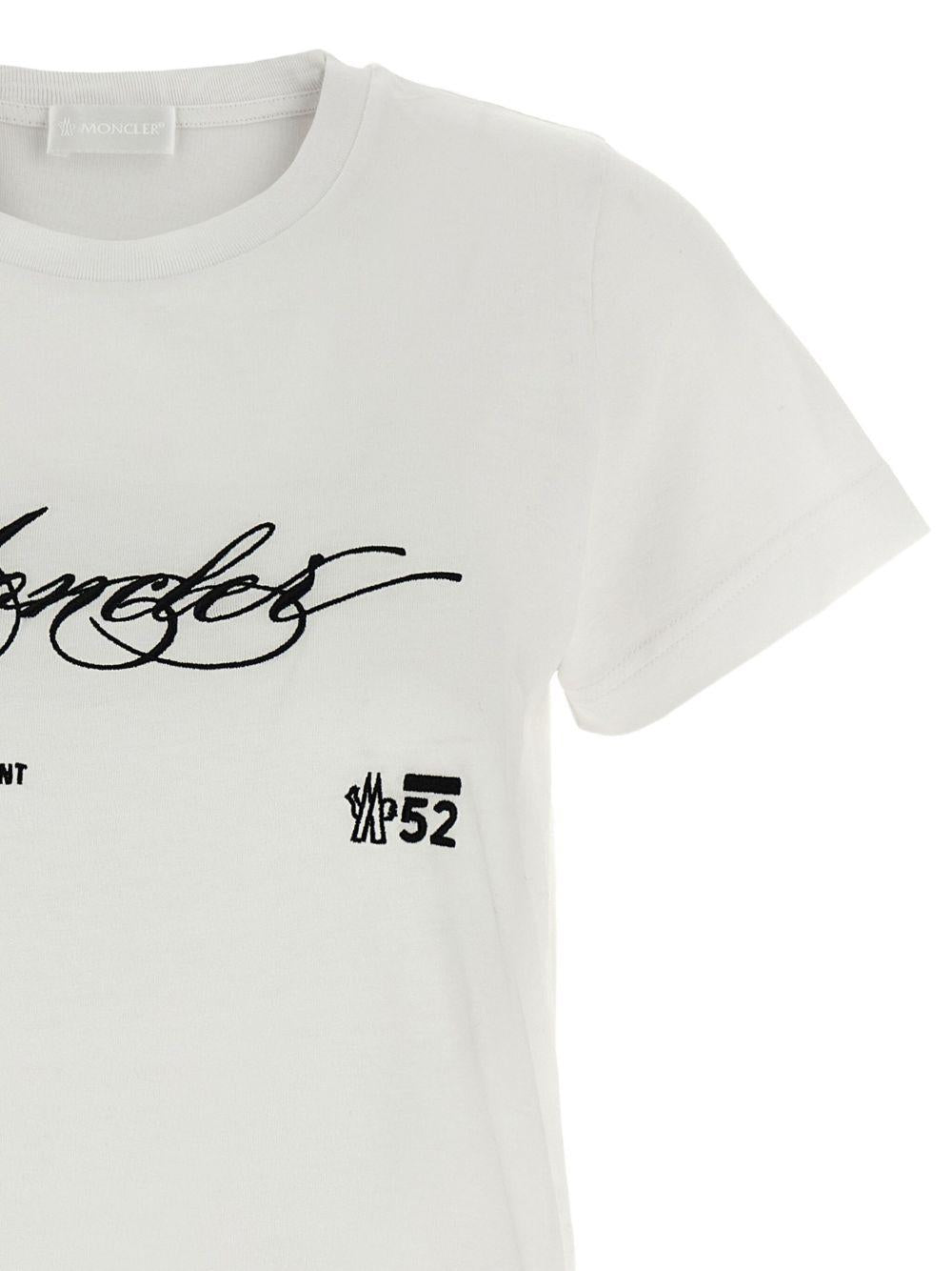 Cotton T-shirt with embroidered cursive logo K20938C00005 89AJS00A MONCLER