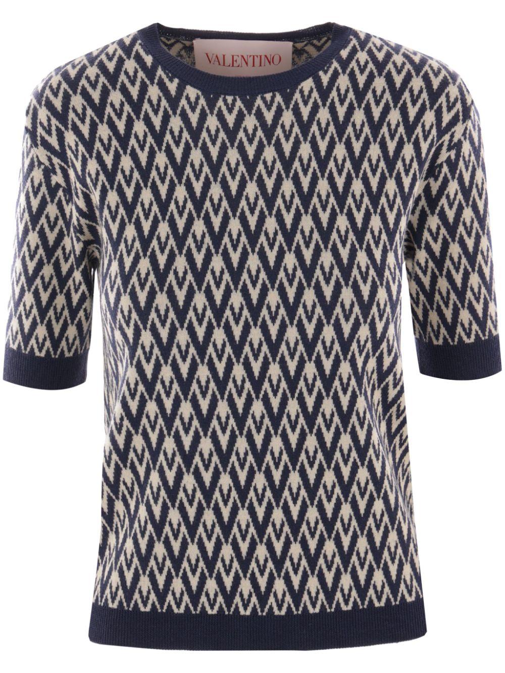Toute La V-jacquard T-shirt<BR/><BR/><BR/> 6B3KC62X92M R0H VALENTINO GARAVANI