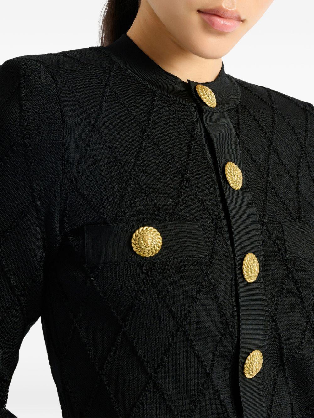 QUILTED COMPACT VISCOSE KNIT CARDIGAN HF1KL612KK20 0PA BALMAIN