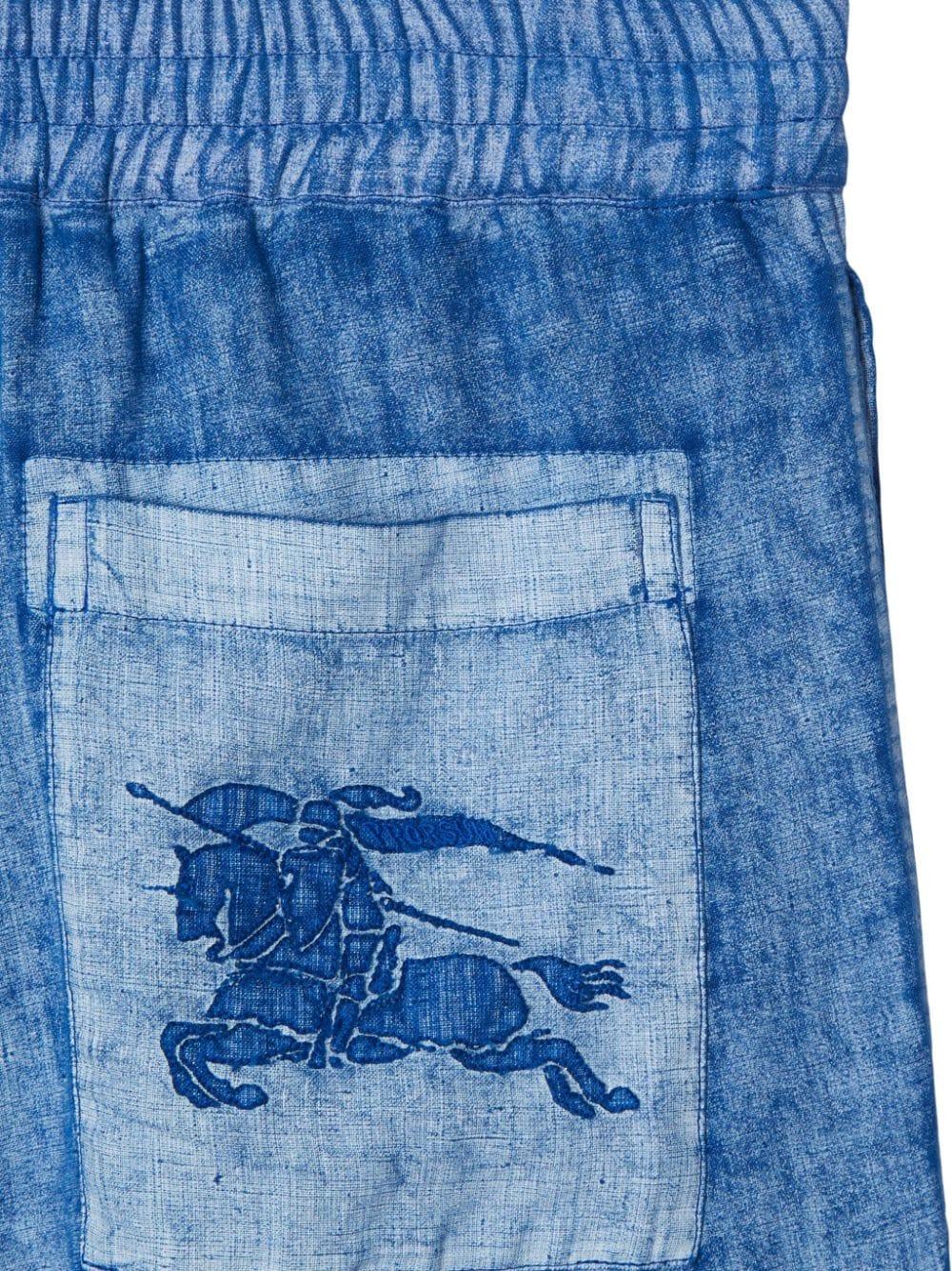 Equestrian Knight-appliqué linen shorts<BR/><BR/><BR/> 8081793 B7323 BURBERRY