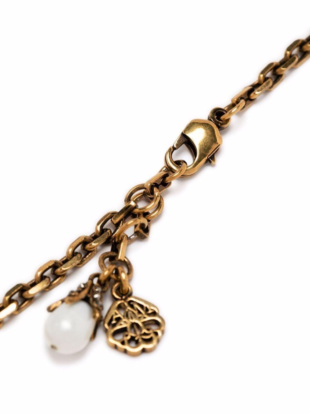 Skull-detail pearl-embellished necklace<BR/><BR/><BR/> 667544 J160Z4040 ALEXANDER MCQUEEN