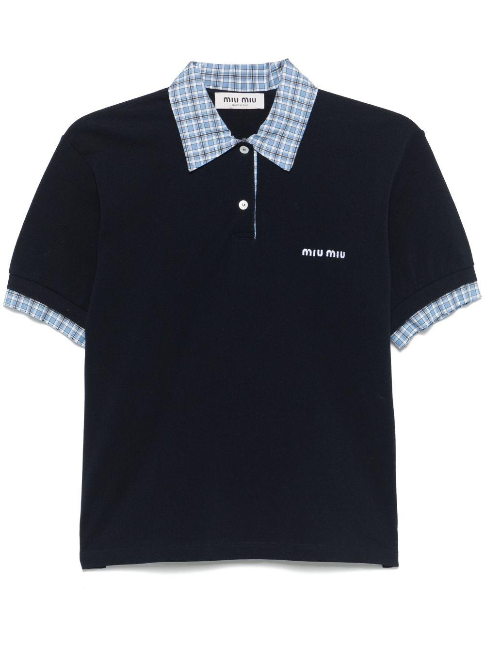 Layered-effect polo shirt<BR/><BR/><BR/> MJN555 15WDF0008 MIU MIU