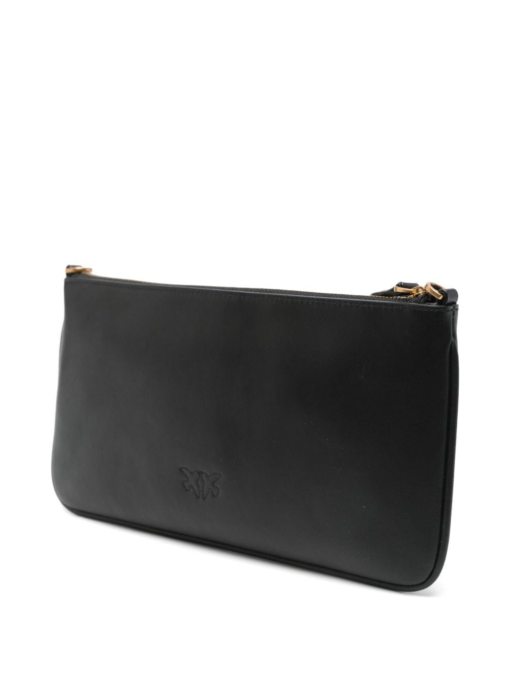 Flat leather clutch with Love Birds logo 104277 A0F1Z99Q PINKO