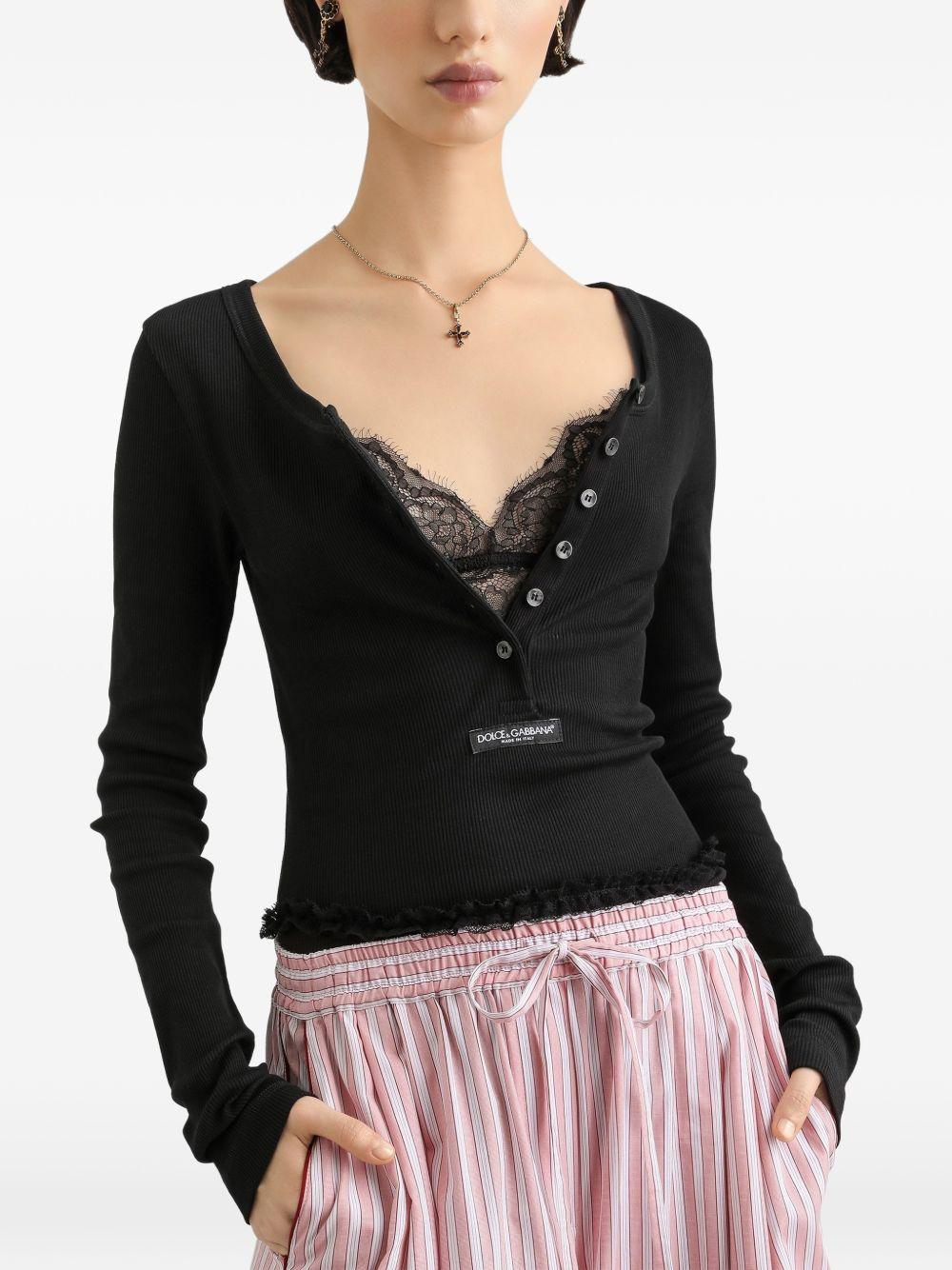 Ribbed cotton henley T-shirt F8W44T FU7AVN0000 DOLCE & GABBANA