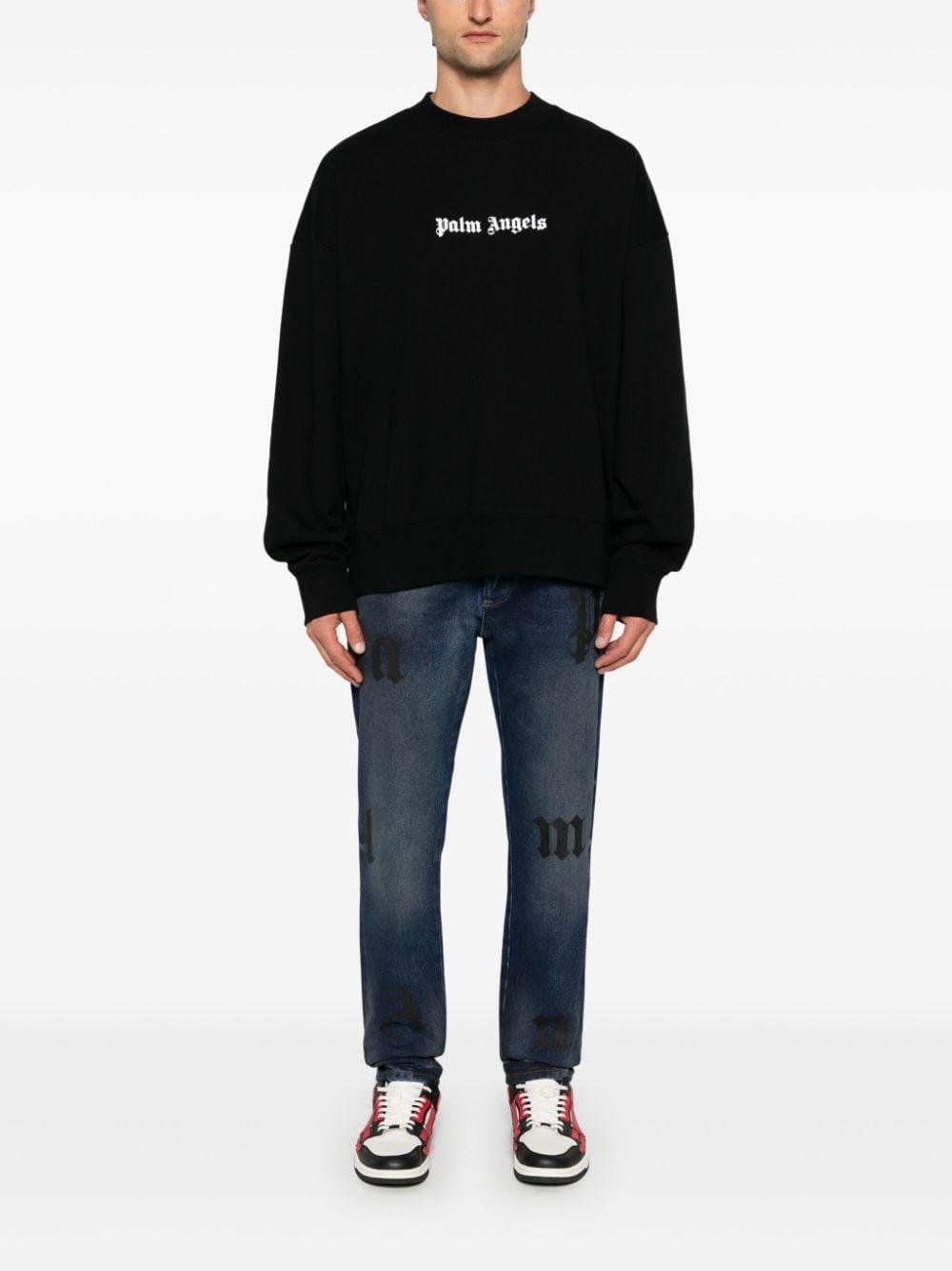 Logo-print sweatshirt<BR/><BR/><BR/> PMBA080C99FLE001 1001 PALM ANGELS