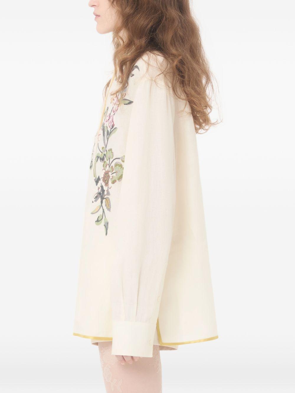 Embroidered Linen Shirt 8B3AB8269M4 AM0 VALENTINO GARAVANI