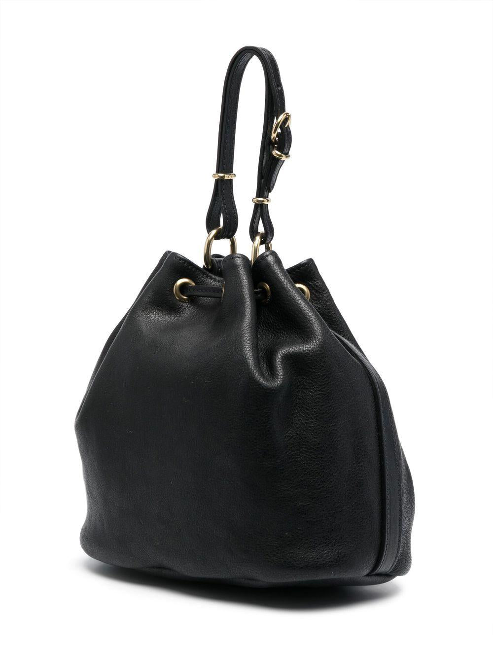 Embossed-logo leather bucket bag BBU001PO0001 BK180 IL BISONTE
