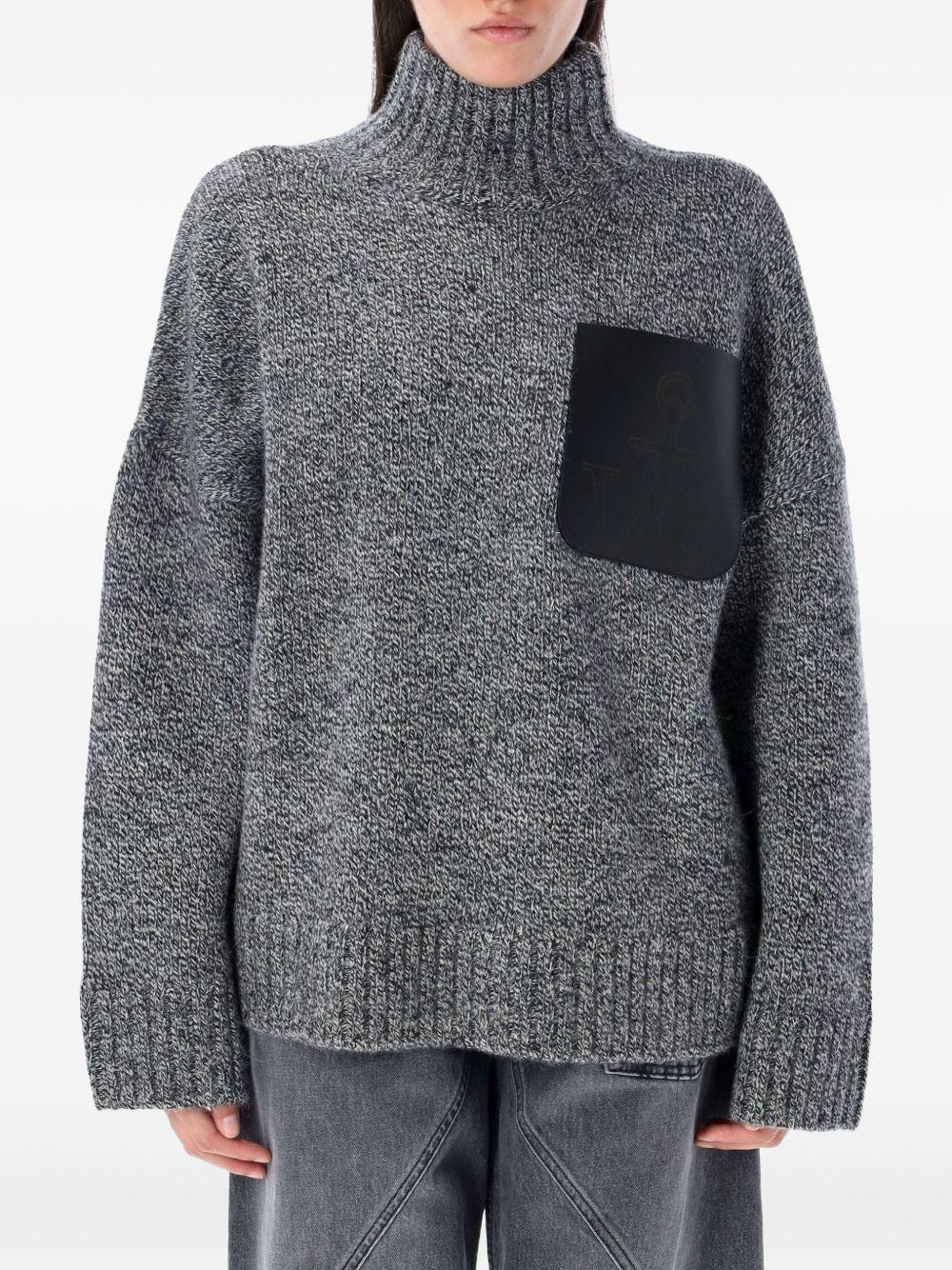 High Neck Knit Leather Patch KW1292 YN0367929 JW ANDERSON