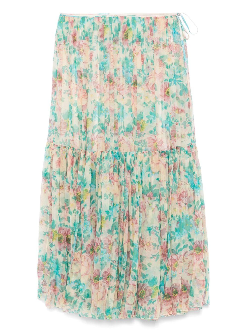 Gathered maxi skirt in silk mousseline CH25UJU10465 24T CHLOÉ