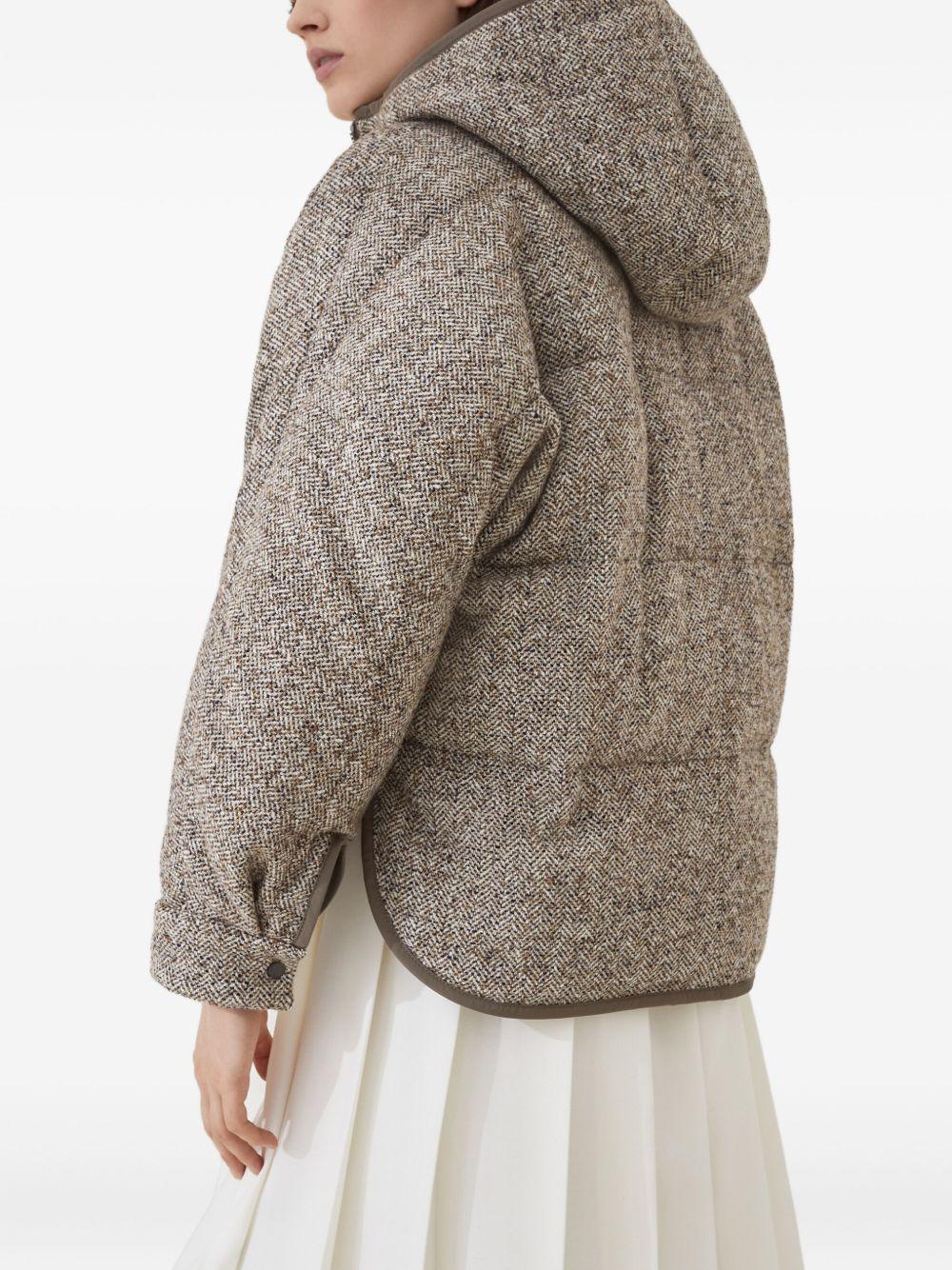 Flecked virgin wool and silk chevron hooded down jacket MG5307729 C6286 BRUNELLO CUCINELLI
