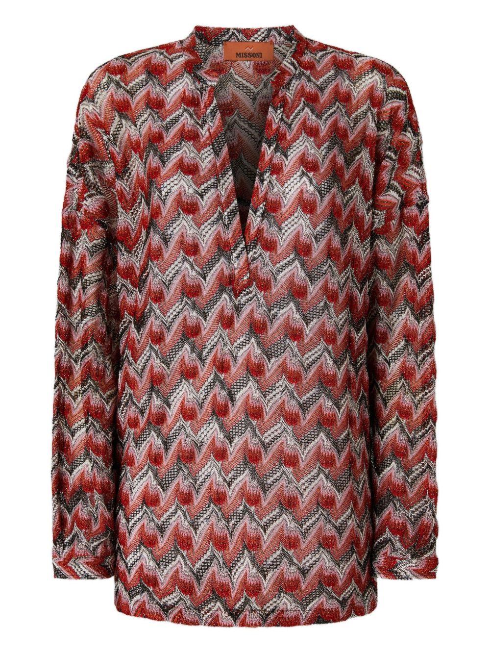 Oversized blouse with mandarin collar and v-neck DS25WJ0O BR012PS4175 MISSONI