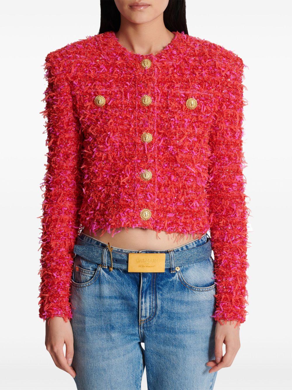 Cropped tweed jacket<BR/><BR/><BR/> EF1SK248KB19 MCW BALMAIN
