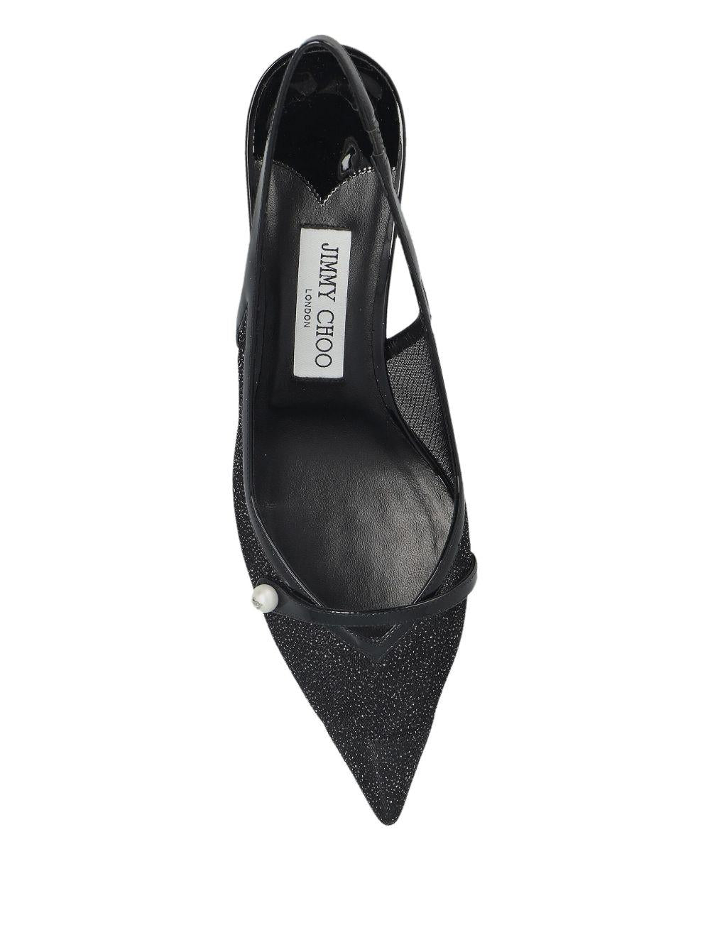 Patent Leather and Mesh Slingbacks AMITA45JVV BLACK/BLACK JIMMY CHOO