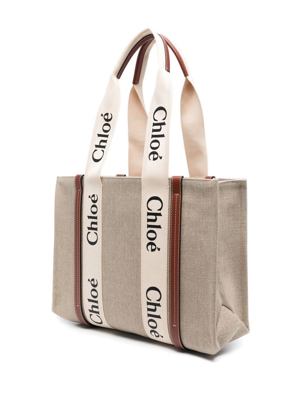Woody medium linen tote bag CHC22AS383I26 90U CHLOÉ