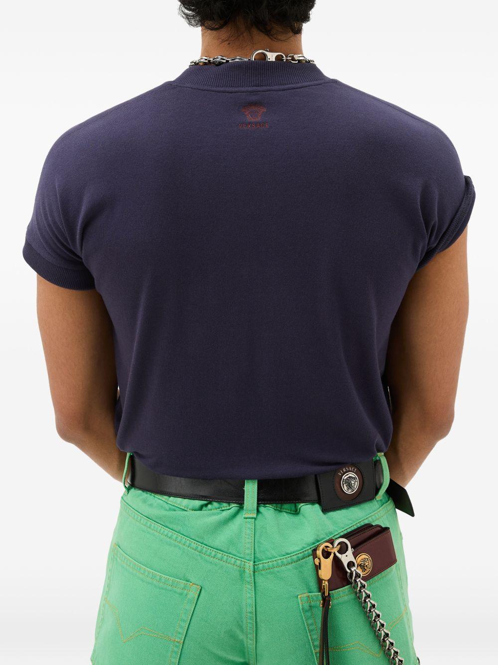Embroidered Stretch Cotton-Jersey T-Shirt 1023753 1A178881UQ30 VERSACE