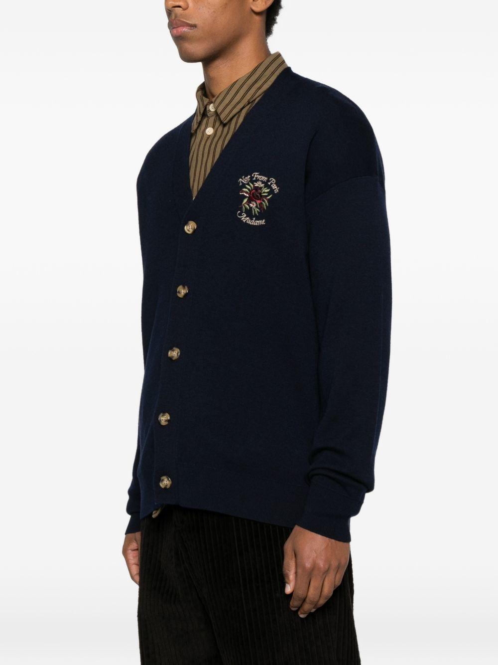 rose-embroidery button-up cardigan I-CA166 WO007NY DRÔLE DE MONSIEUR