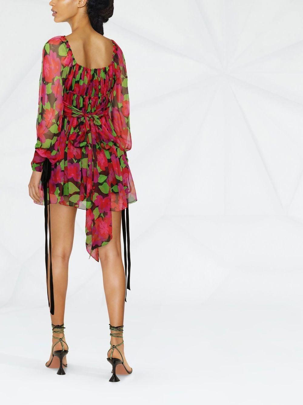 Floral-print long-sleeve mini dress 680641Y3E16 1052 SAINT LAURENT