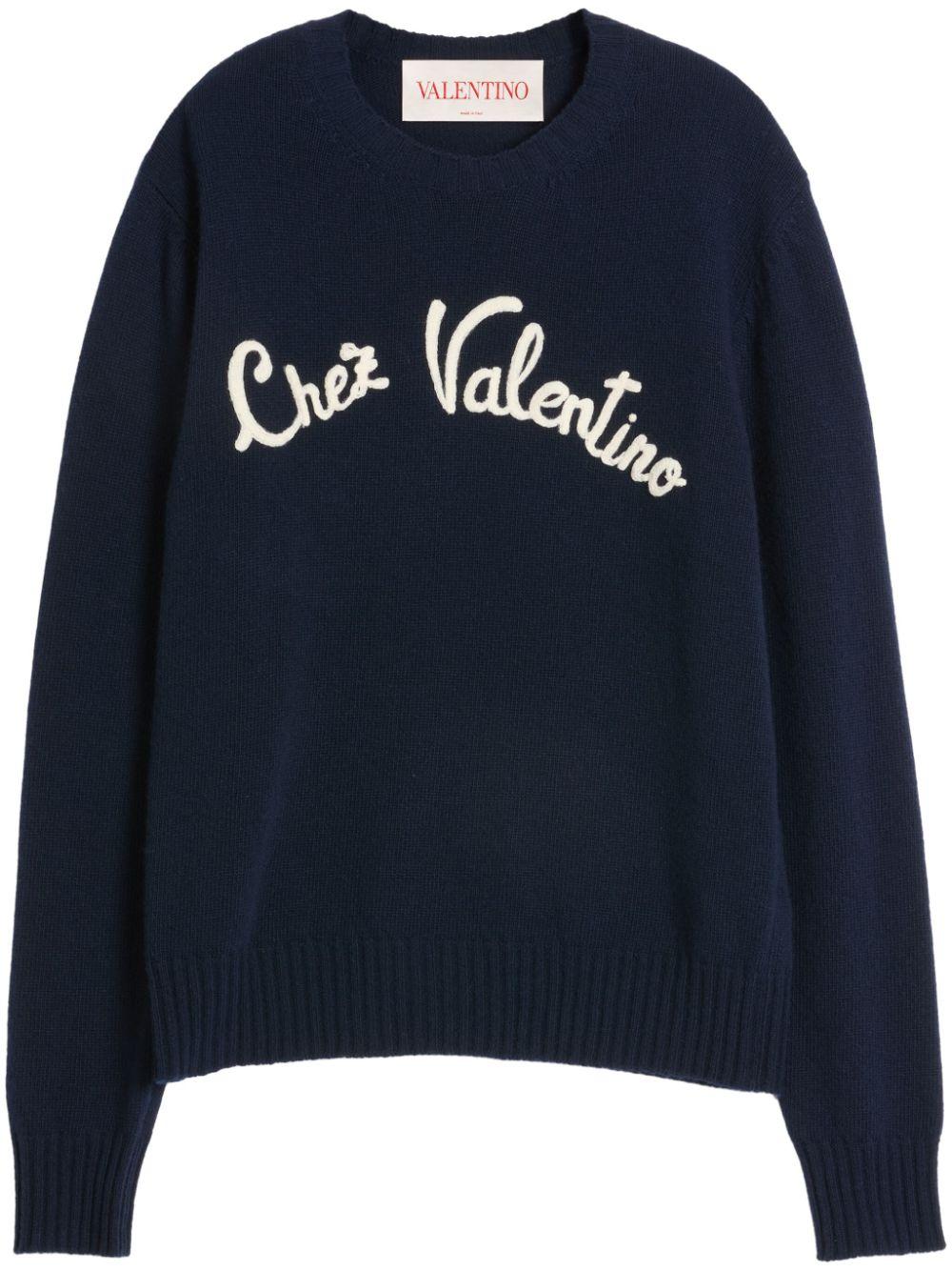Chez Valentino-embroidered sweater<BR/><BR/><BR/> 6V3KC33LAR8 D51 VALENTINO GARAVANI