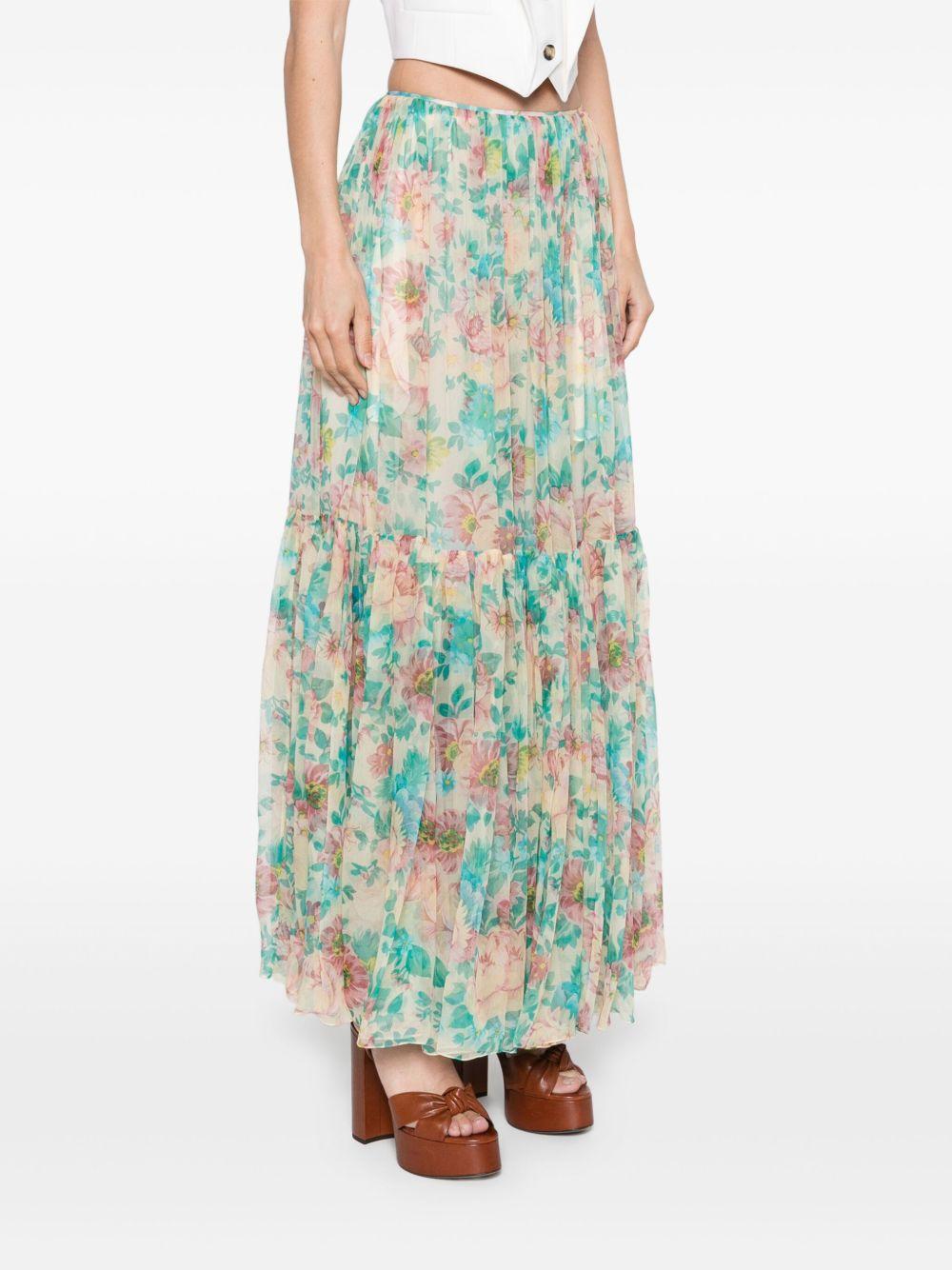 Gathered maxi skirt in silk mousseline CH25UJU10465 24T CHLOÉ