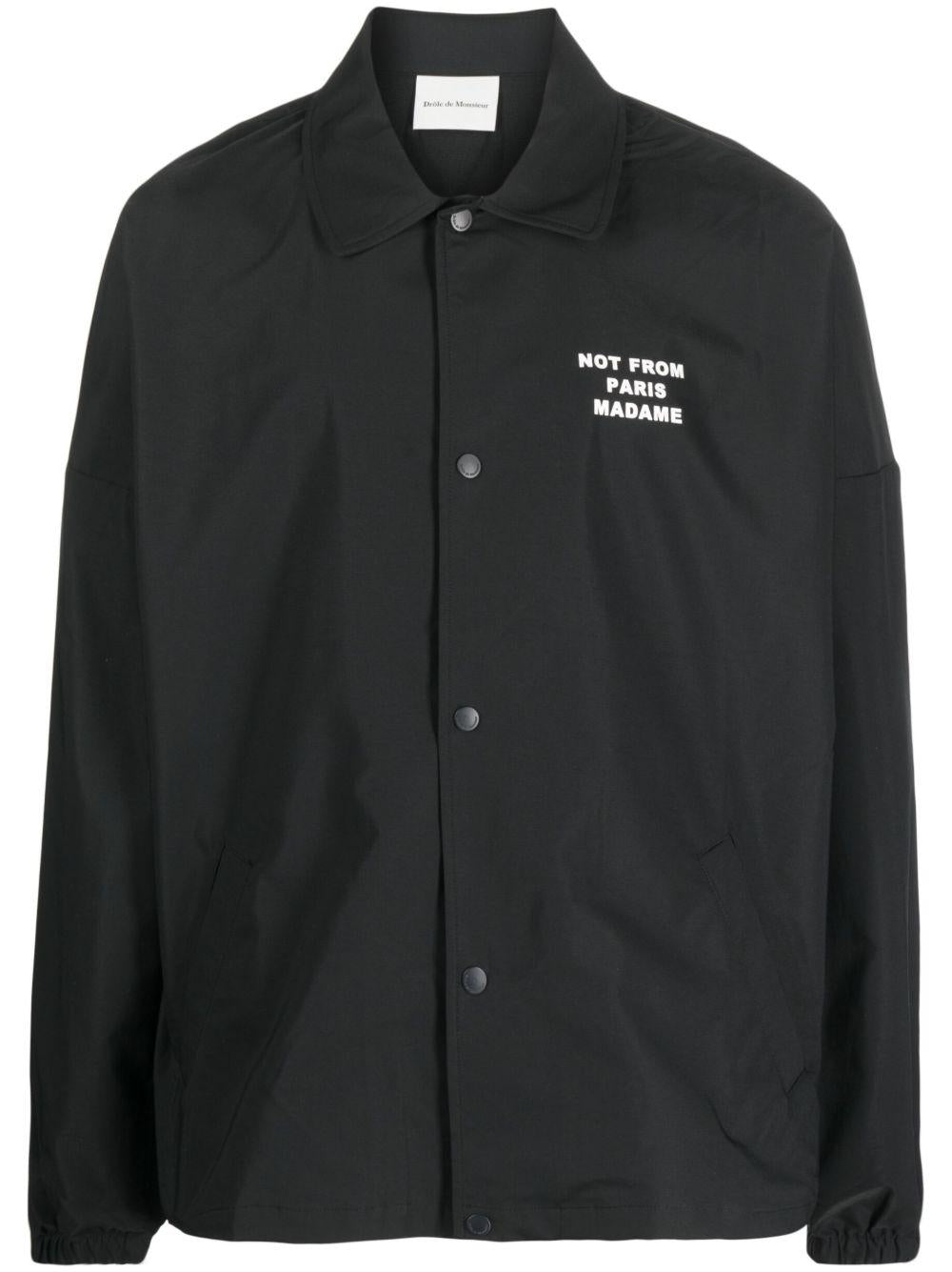 slogan buttoned jacket PERM-JT183 PA014BL DRÔLE DE MONSIEUR