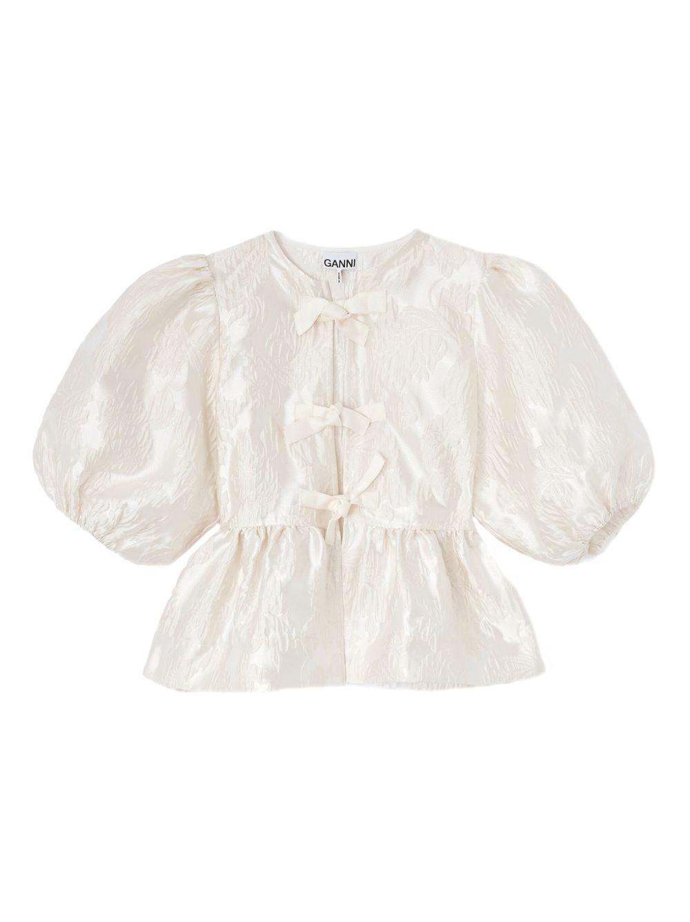 Satin Peplum Tie Blouse A1040079 135 GANNI