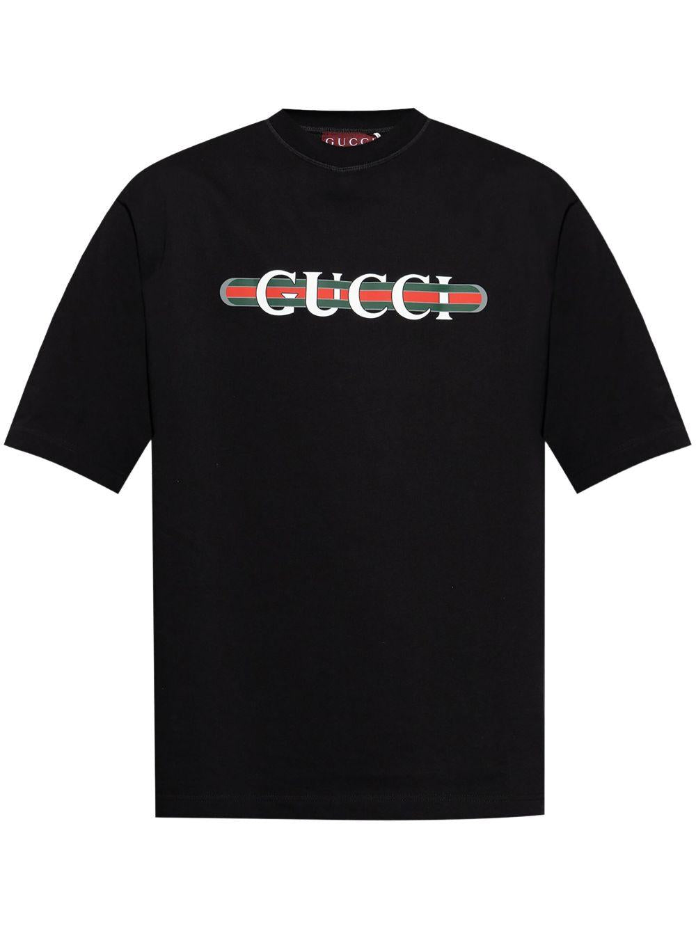 Logo-print cotton T-shirt<BR/><BR/><BR/> 784361 XJGTE1152 GUCCI
