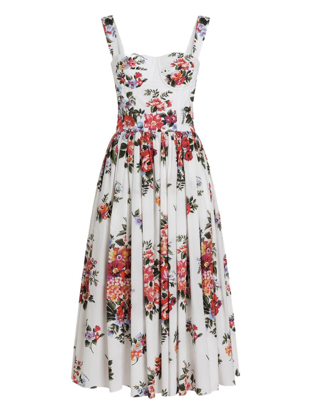 Floral Print Midi Bustier Dress F6TTGT HS5UUHA5ZO DOLCE & GABBANA