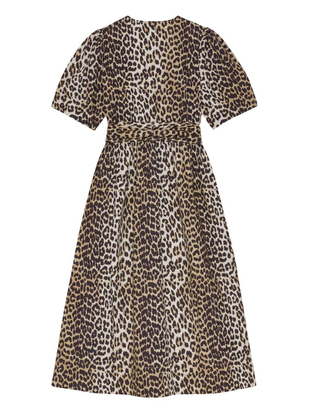 Leopard-print midi dress<BR/><BR/><BR/> W0373 943 GANNI