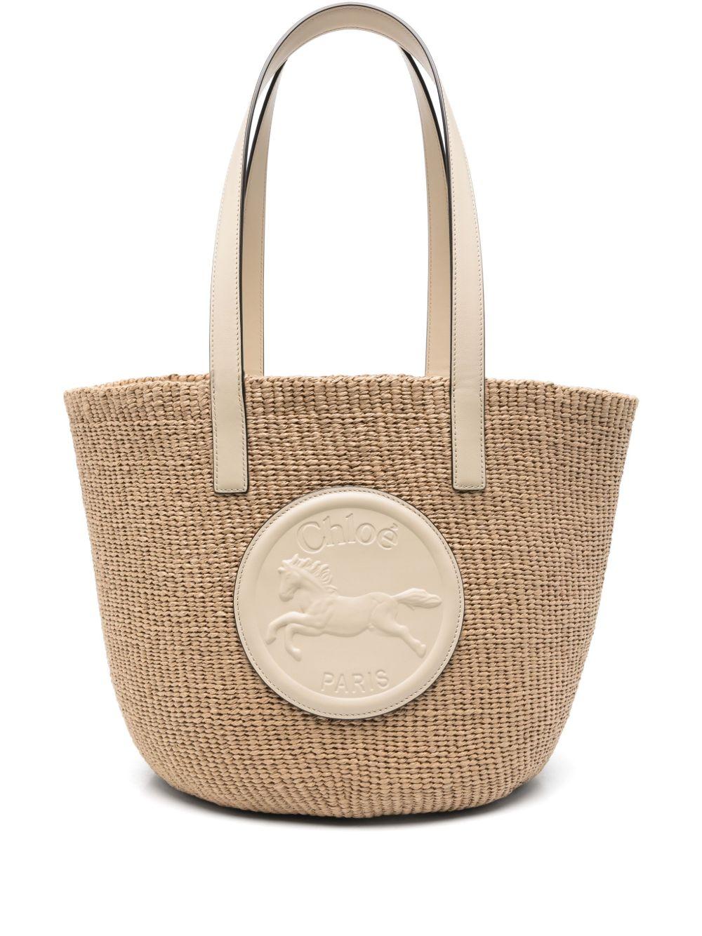 Large Horse Medal Basket in natural fibres CHC25SS591O82 22J CHLOÉ