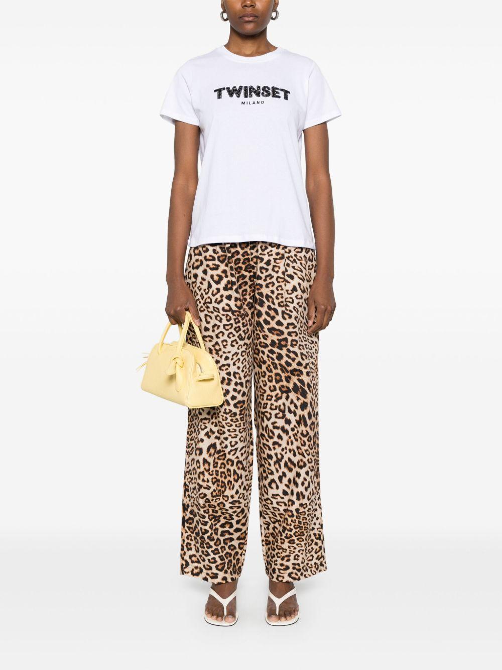 Sequinned-logo T-shirt<BR/><BR/><BR/> 251TP2070 00001 TWINSET