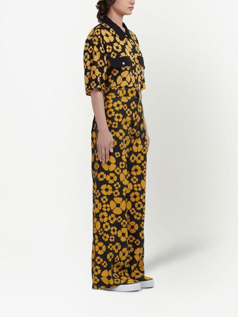 Black/yellow floral-print shirt CAMA031296 UTX002MFY70 MARNI x CARHARTT