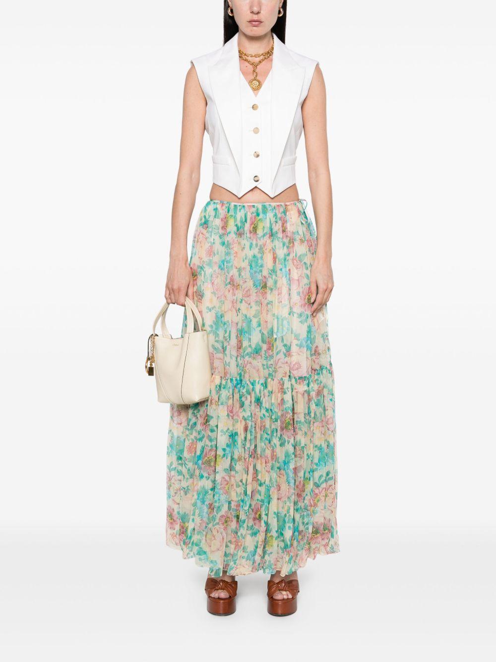 Gathered maxi skirt in silk mousseline CH25UJU10465 24T CHLOÉ